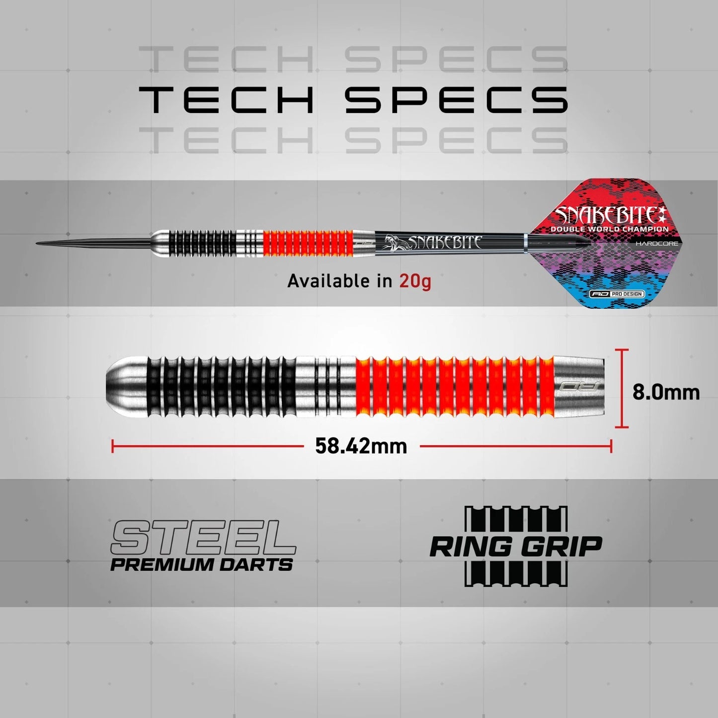 RED DRAGON GAME ON PROFESSIONAL PLAYER SERIES STEELTIP DARTS SET