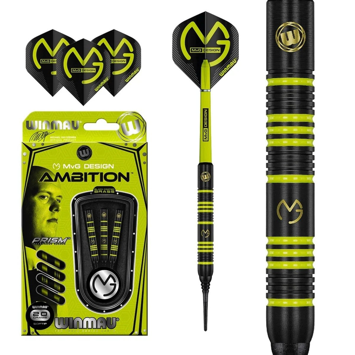 MvG AMBITION 20G BRASS SOFT TIP DARTS - MICHAEL VAN GERWEN WINMAU