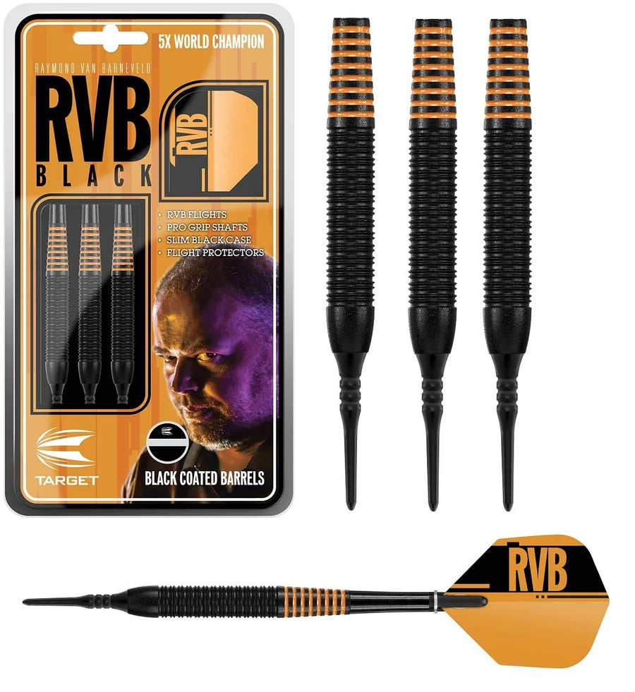 Raymond van Barneveld Black Brass Soft Tip Darts by Target - 19G