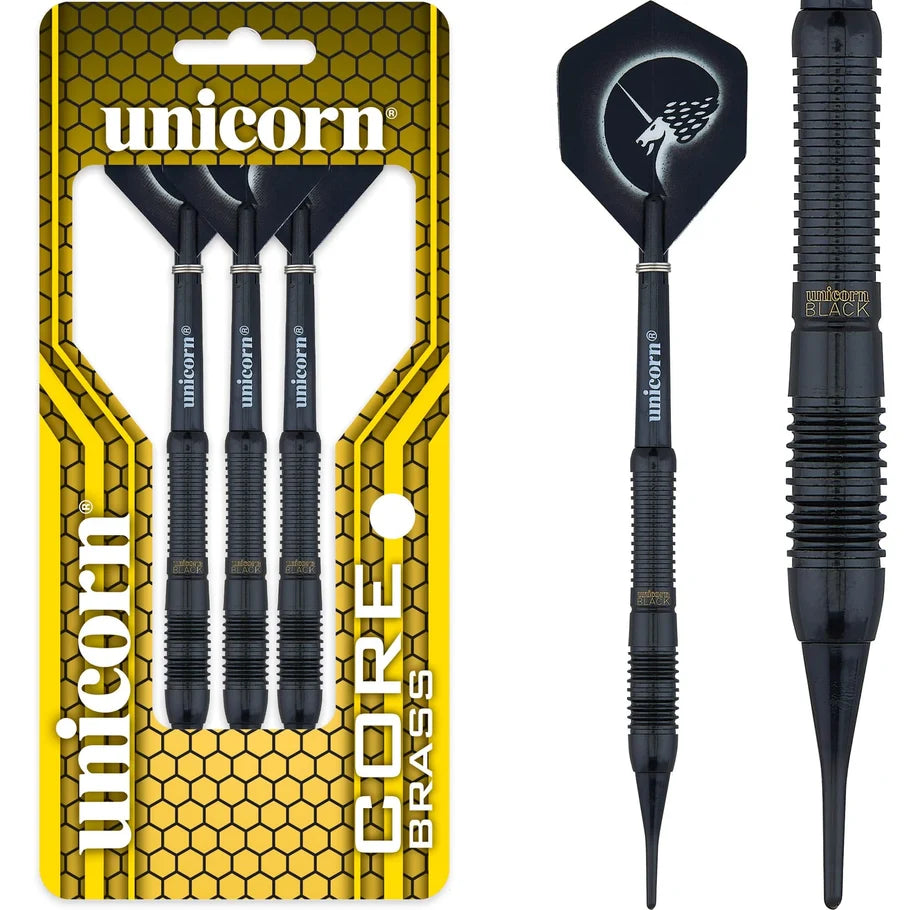 UNICORN CORE BLACK BRASS SOFT TIP 18G DARTS - STYLE 2