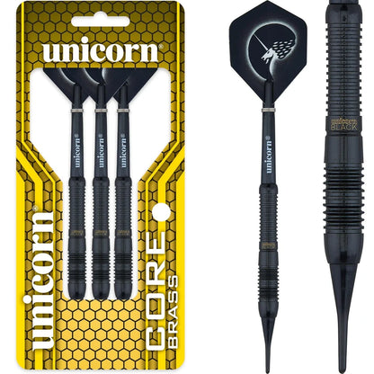 UNICORN CORE BLACK BRASS SOFT TIP 18G DARTS - STYLE 2