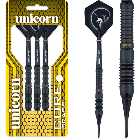 UNICORN CORE BLACK BRASS SOFT TIP 18G DARTS - STYLE 2