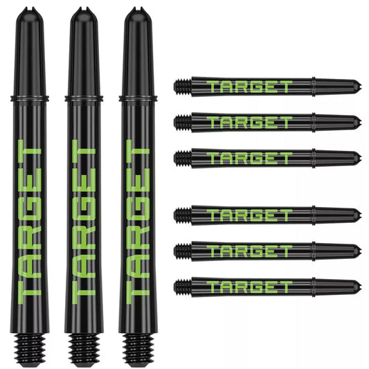 TARGET PRO GRIP TAG DART SHAFTS STEMS BLACK AND GREEN 3 SETS INTERMEDIATE/MEDIUM