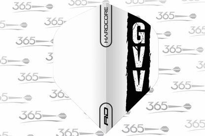GIAN VAN VEEN RED DRAGON WHITE & BLACK HARDCORE STANDARD GVV DART FLIGHTS