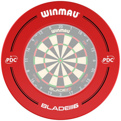 WINMAU BLADE 6 PDC PRINTED DARTBOARD SURROUND - RED