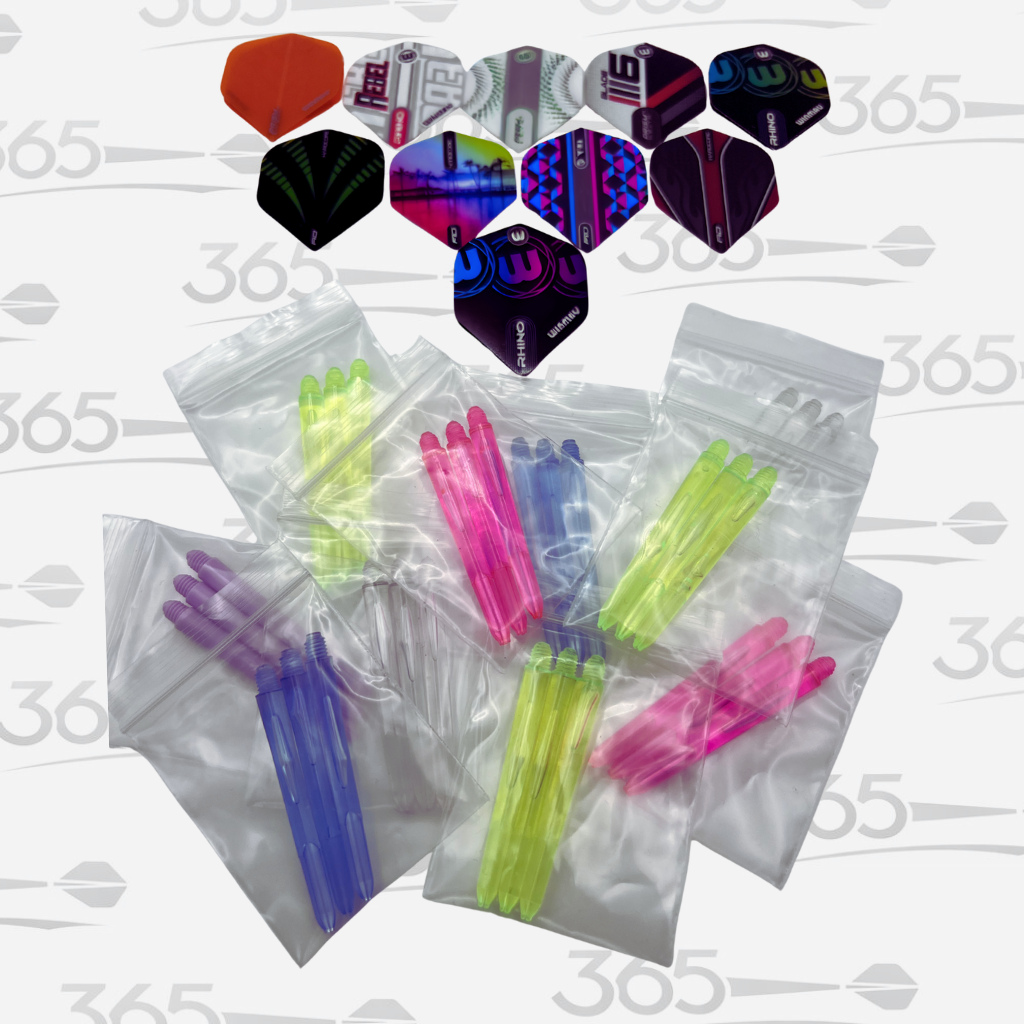 RED DRAGON AND WINMAU FLIGHTS AND STEMS 60 PIECE SET