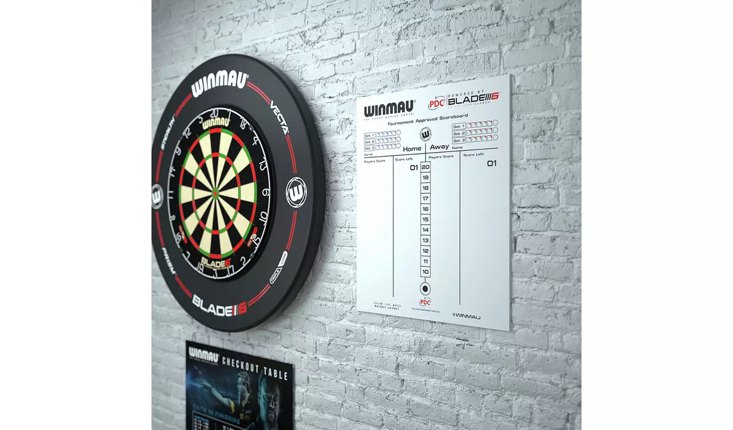 WINMAU PDC BLADE 6 REVERSIBLE DRY WIPE AND CHALKBOARD DARTS SCOREBOARD INC PENS