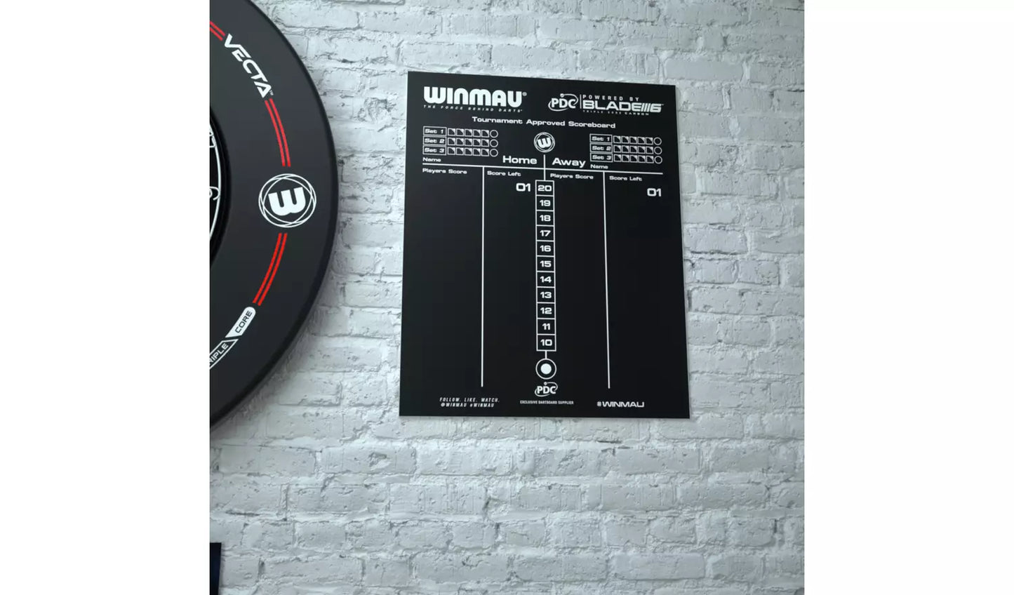 WINMAU PDC BLADE 6 REVERSIBLE DRY WIPE AND CHALKBOARD DARTS SCOREBOARD INC PENS