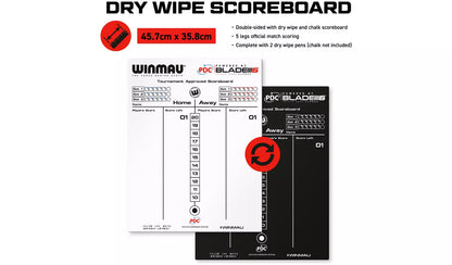 WINMAU PDC BLADE 6 REVERSIBLE DRY WIPE AND CHALKBOARD DARTS SCOREBOARD INC PENS