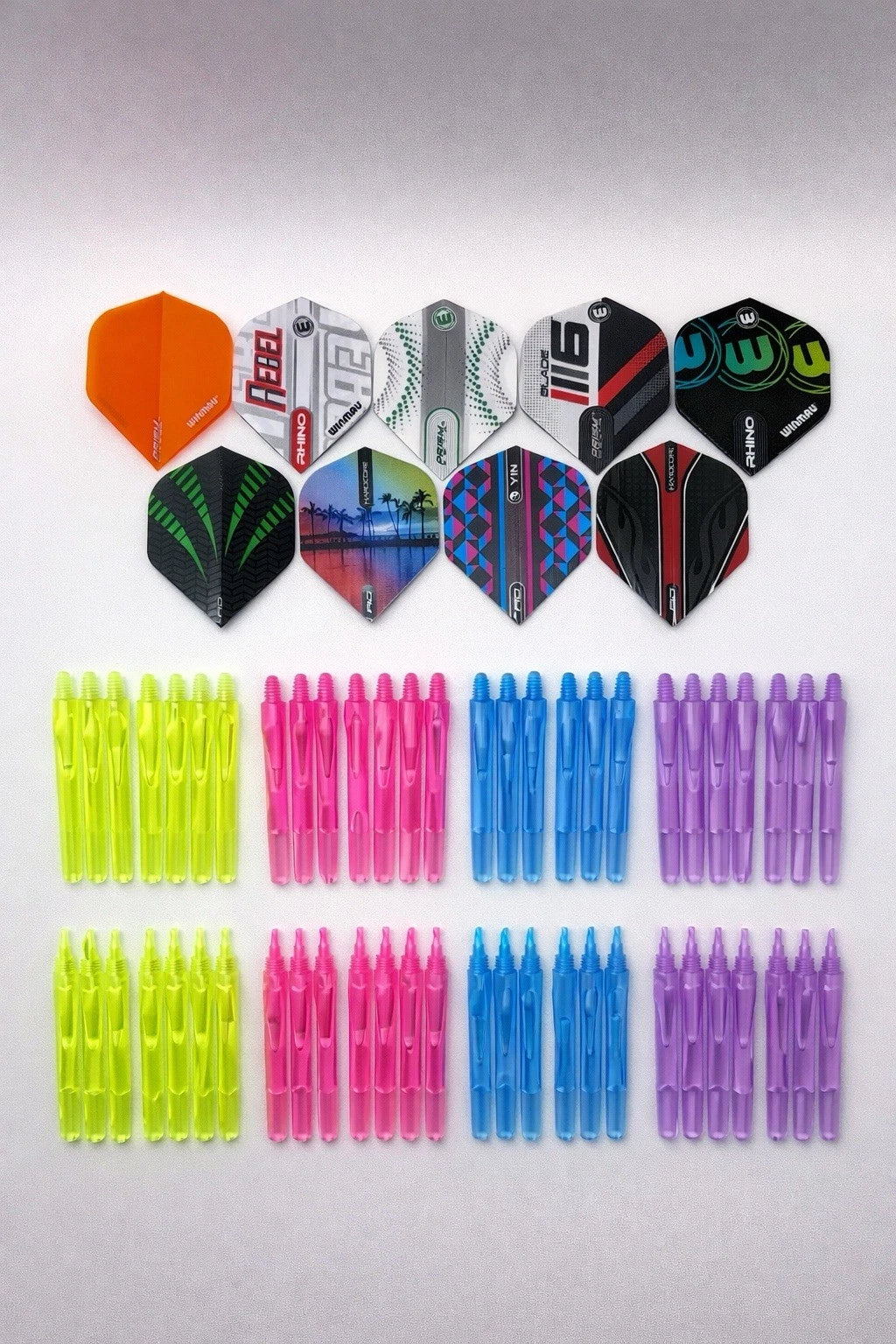 RED DRAGON AND WINMAU FLIGHTS AND STEMS 60 PIECE SET