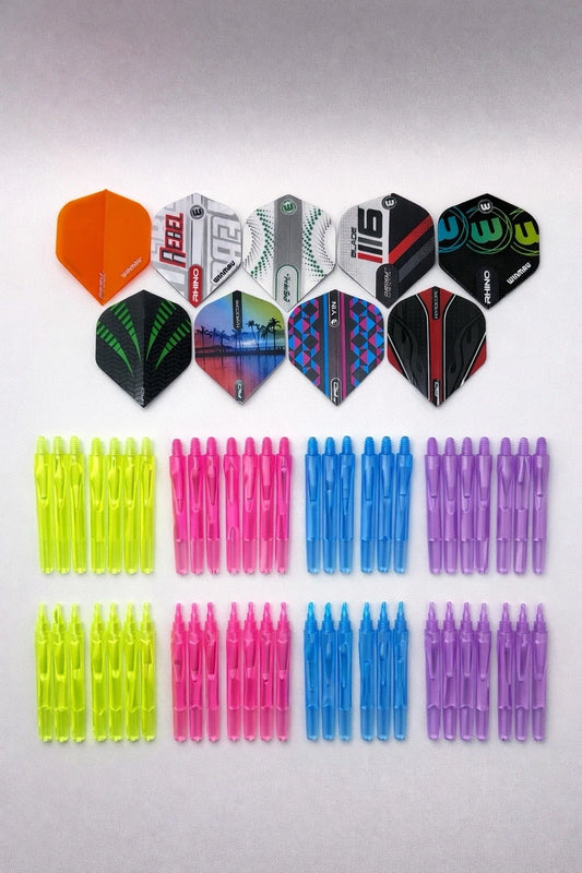 RED DRAGON AND WINMAU FLIGHTS AND STEMS 60 PIECE SET