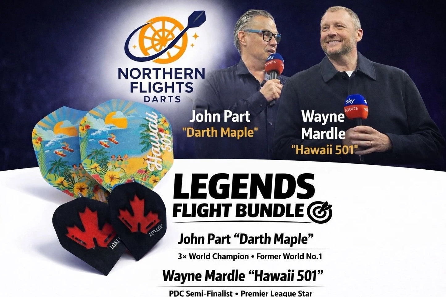 WAYNE MARDLE AND JOHN PART COMMENTARY LEGENDS DART FLIGHT BUNDLE