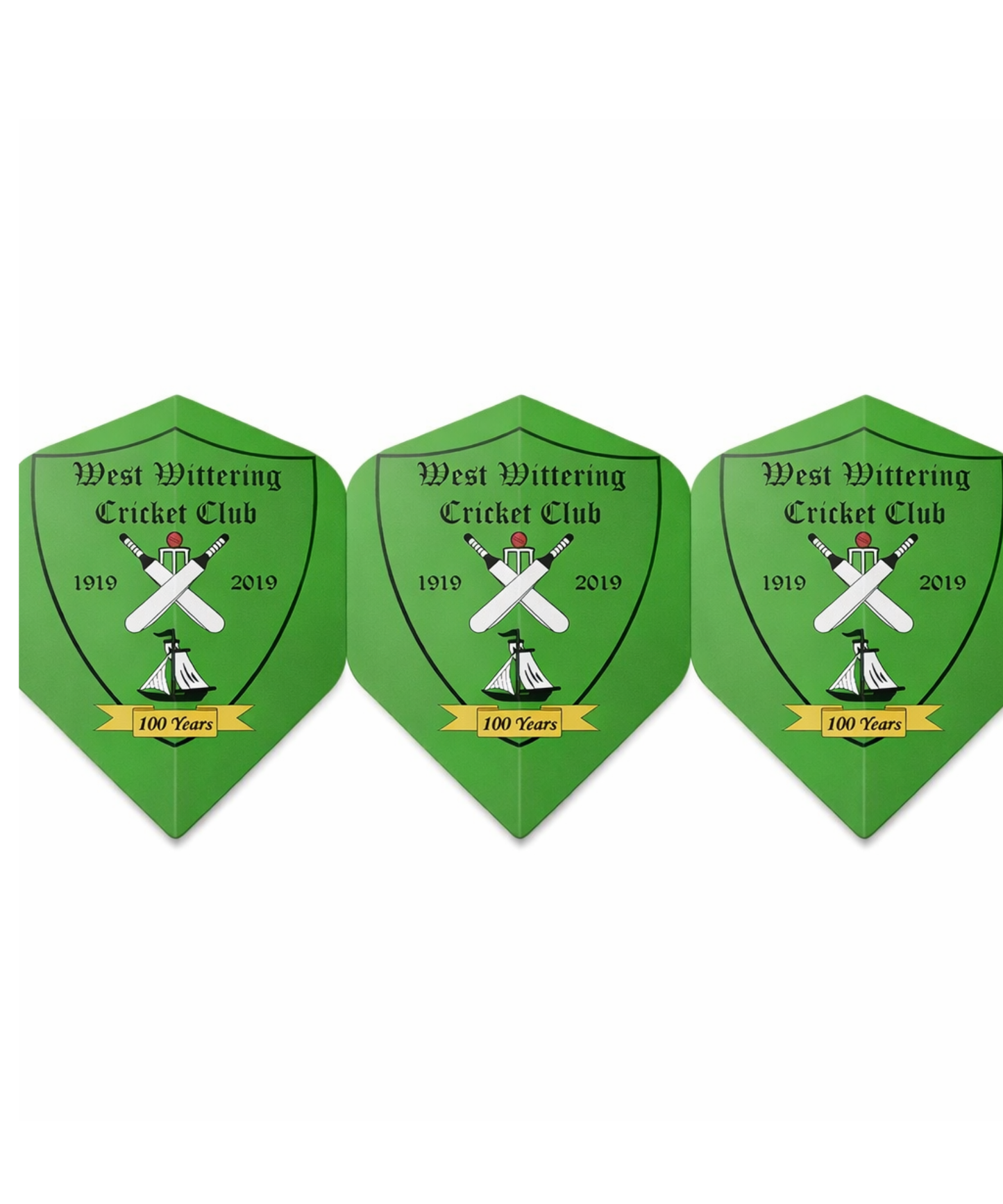 WEST WITTERING CRICKET CLUB GREEN DART FLIGHTS SET