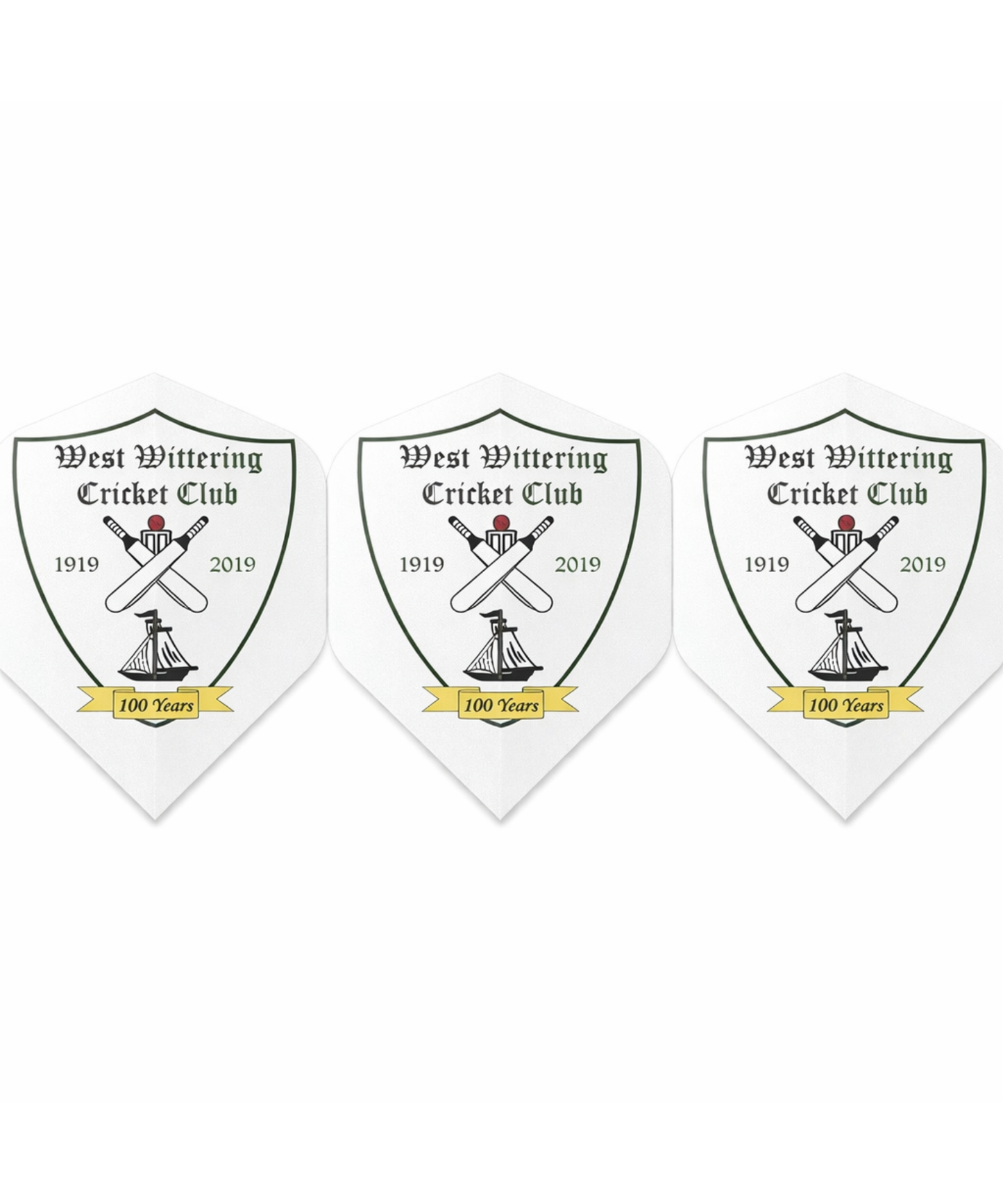 WEST WITTERING CRICKET CLUB WHITE DART FLIGHTS SET