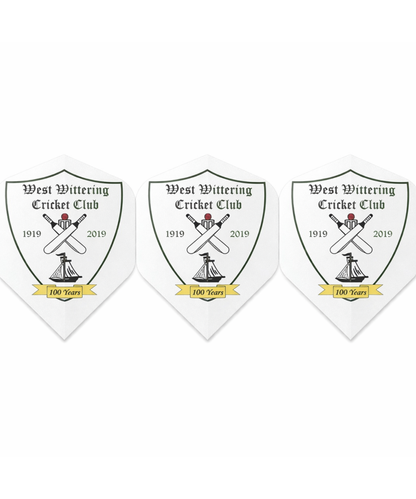WEST WITTERING CRICKET CLUB WHITE DART FLIGHTS SET