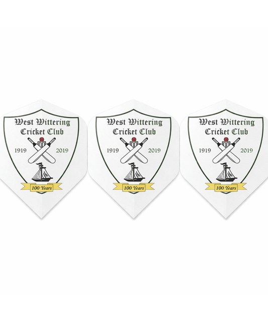 WEST WITTERING CRICKET CLUB WHITE DART FLIGHTS SET