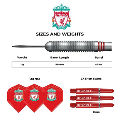 LIVERPOOL FC DARTS STEEL TIP BRASS - OFFICIAL LICENSED - LFC - 22G