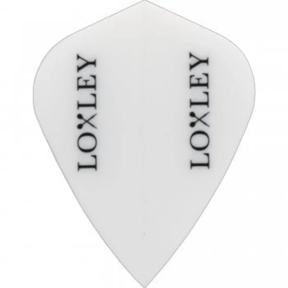 LOXLEY WHITE 150 MICRON THICK PEAR SHAPED STYLISH DART FLIGHTS