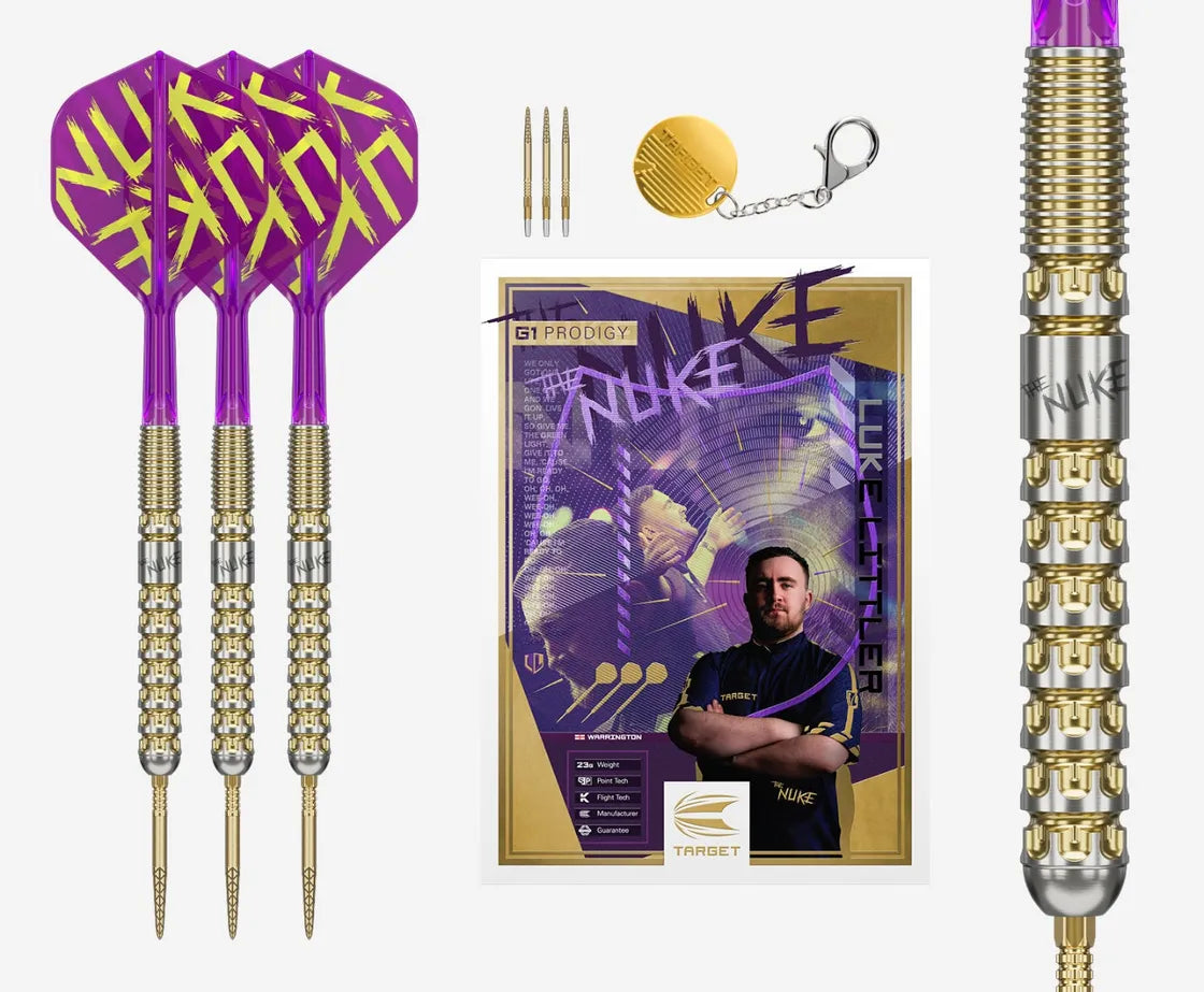 TARGET LUKE LITTLER G1 PRODIGY 22G 90% TUNGSTEN DARTS - K FLEX AND SWISS POINTS