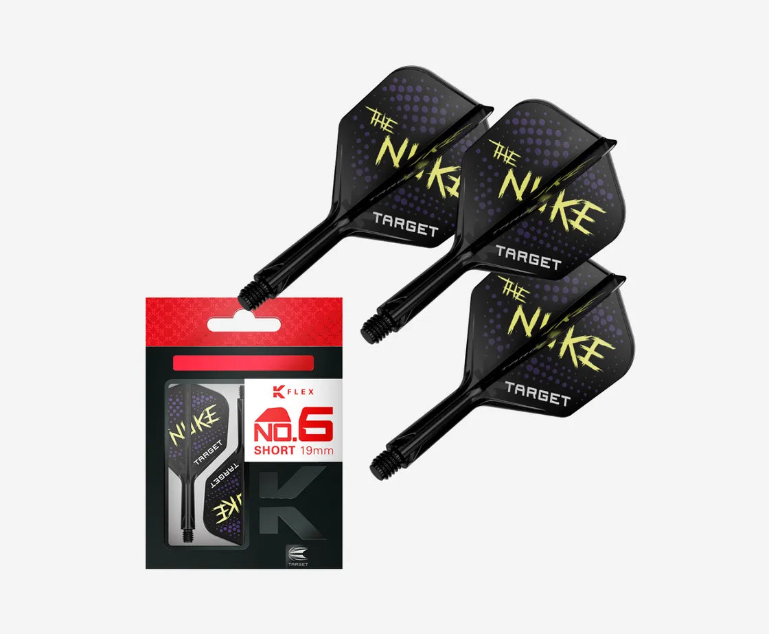 TARGET LUKE 'THE NUKE' LITTLER K-FLEX ONE PIECE DART FLIGHTS SHAFT - NO6 SHORT
