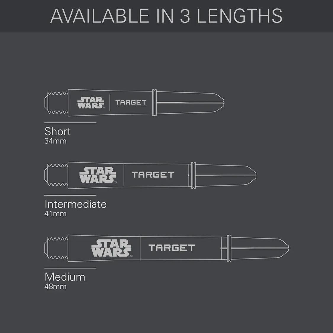 TARGET DARTS STAR WARS GREY PRO GRIP DART SHAFTS - IN TARGET PACKAGING