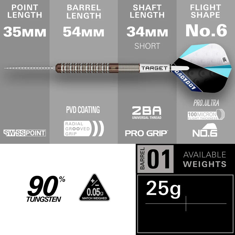 NEW TARGET ADAM LIPSCOMBE G1 SWISS POINT 90% TUNGSTEN STEEL TIP DARTS