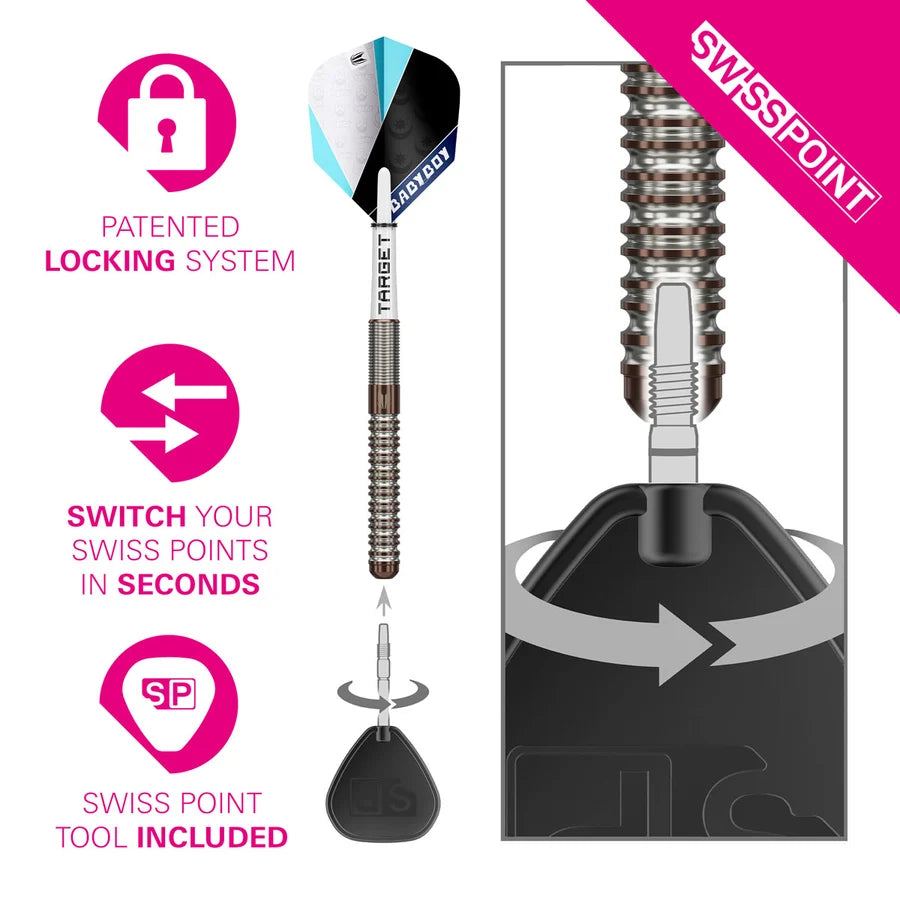 NEW TARGET ADAM LIPSCOMBE G1 SWISS POINT 90% TUNGSTEN STEEL TIP DARTS