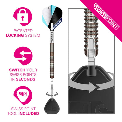 NEW TARGET ADAM LIPSCOMBE G1 SWISS POINT 90% TUNGSTEN STEEL TIP DARTS