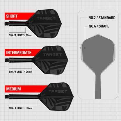 NEW TARGET PRINTED BLACK K-FLEX INTEGRATED FLIGHTS & SHAFTS