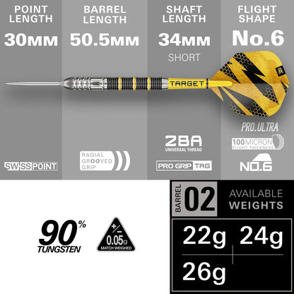 NEW TARGET BUZZ SWISS POINT 90% TUNGSTEN STEEL TIP DARTS