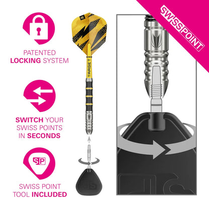 NEW TARGET BUZZ SWISS POINT 90% TUNGSTEN STEEL TIP DARTS