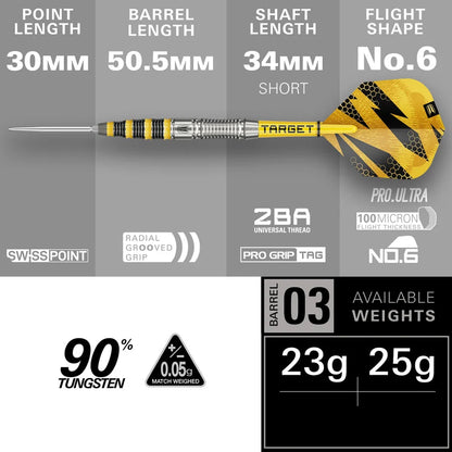 NEW TARGET BUZZ SWISS POINT 90% TUNGSTEN STEEL TIP DARTS
