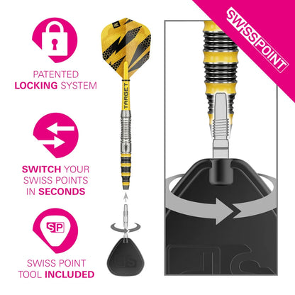 NEW TARGET BUZZ SWISS POINT 90% TUNGSTEN STEEL TIP DARTS