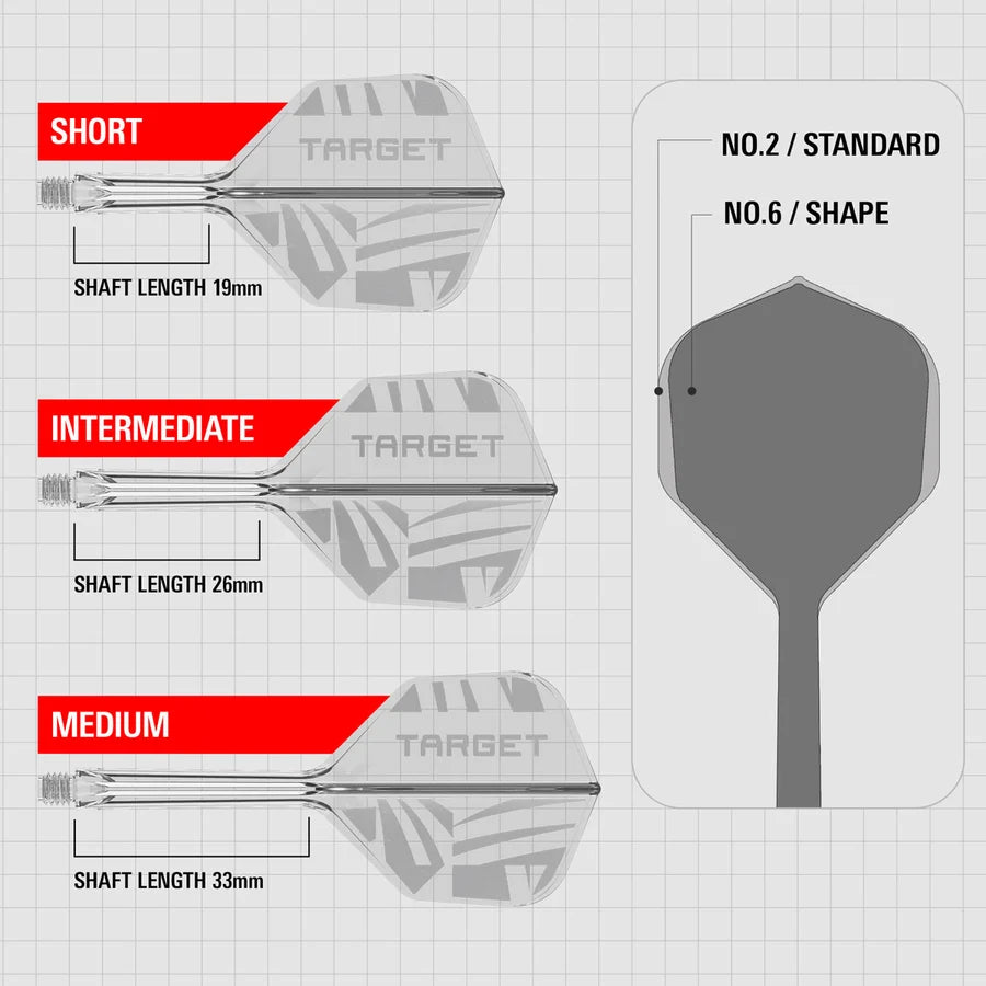 NEW TARGET PRINTED CLEAR K-FLEX INTEGRATED FLIGHTS & SHAFTS