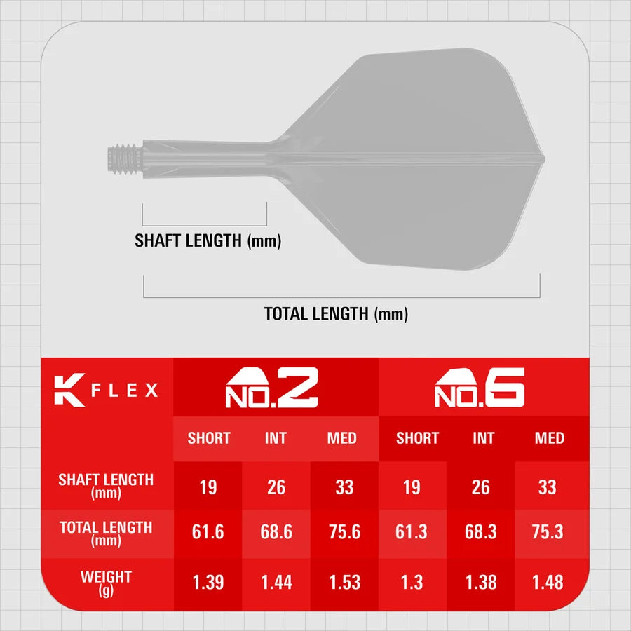 NEW TARGET PRINTED CLEAR K-FLEX INTEGRATED FLIGHTS & SHAFTS