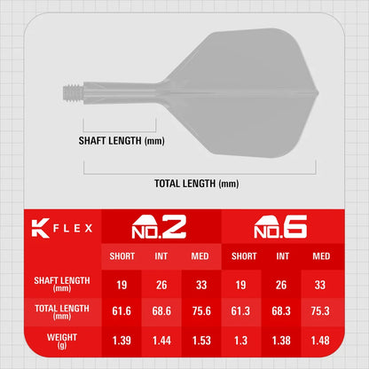 NEW TARGET PRINTED CLEAR K-FLEX INTEGRATED FLIGHTS & SHAFTS