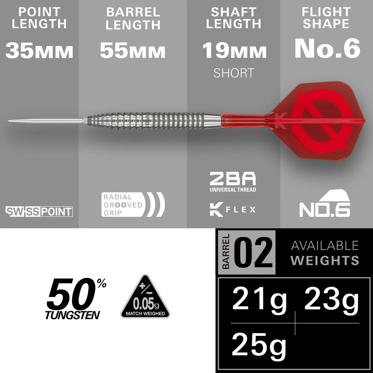 NEW TARGET GROUP 0 02 SWISS POINT 50% TUNGSTEN STEEL TIP DARTS