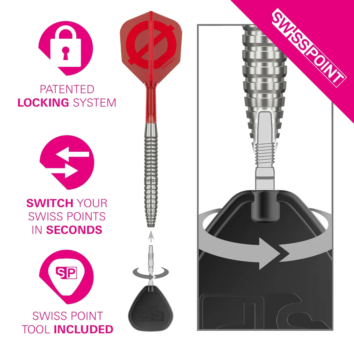 NEW TARGET GROUP 0 02 SWISS POINT 50% TUNGSTEN STEEL TIP DARTS