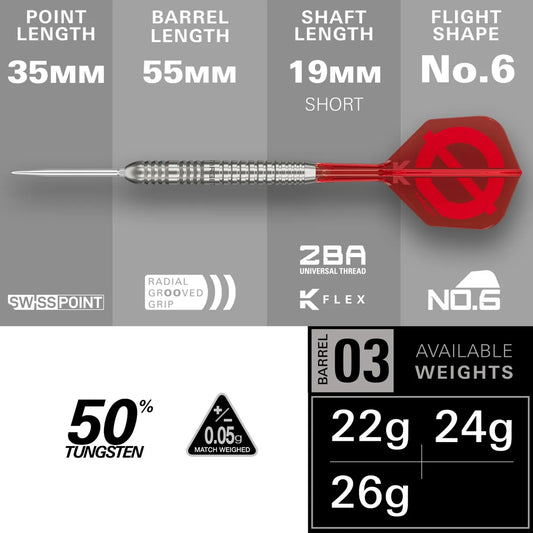 NEW TARGET GROUP 0 03 SWISS POINT 50% TUNGSTEN STEEL TIP DARTS