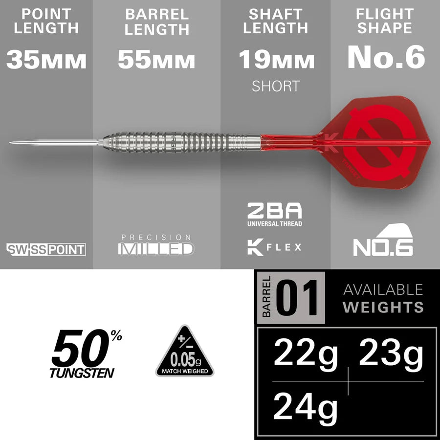 NEW TARGET GROUP 0 01 SWISS POINT 50% TUNGSTEN STEEL TIP DARTS