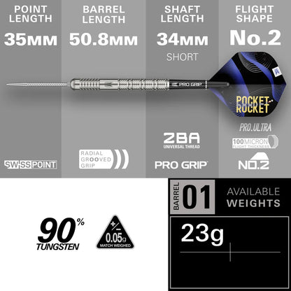 NEW TARGET JUSTIN HOOD G1 SWISS POINT 90% TUNGSTEN STEEL TIP DARTS