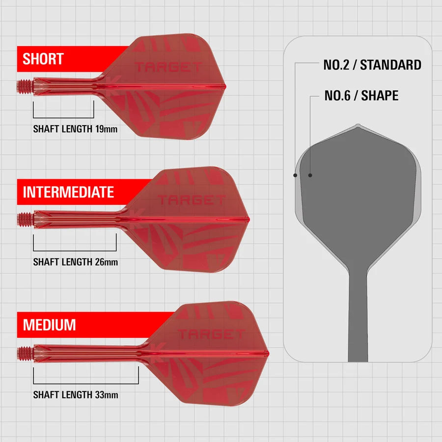 NEW TARGET PRINTED RED K-FLEX INTEGRATED FLIGHTS & SHAFTS